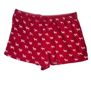 Victoria's Secret PINK Red Holiday Dog Print Pajama Shorts Large Festive Sleep